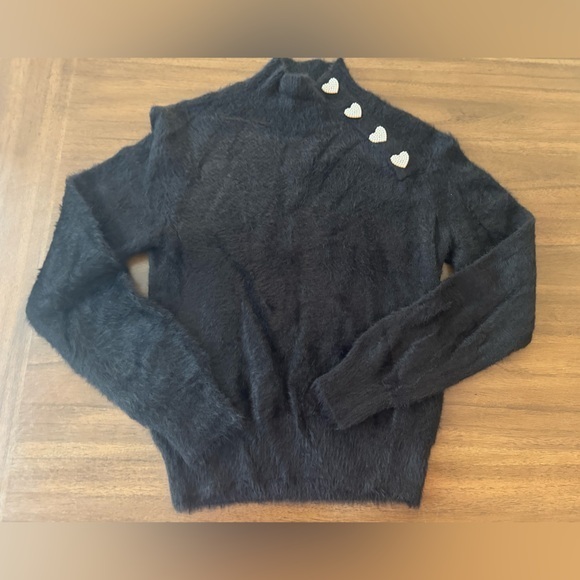Zara Sweaters - Zara Black Sweater with Heart Accents Medium
